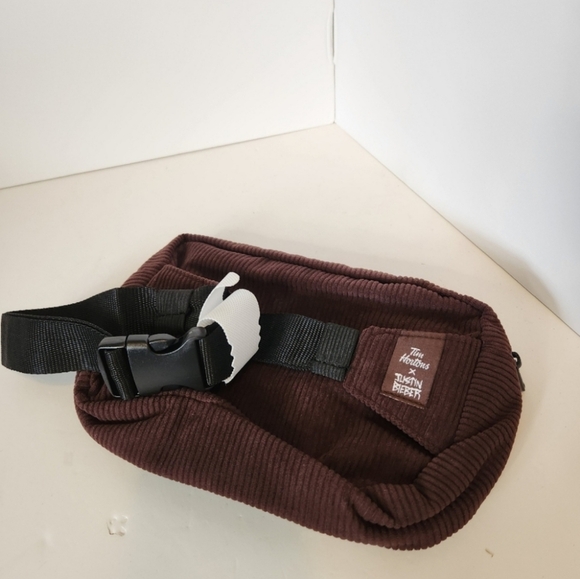 TimBiebs X Justin Bieber Tim Hortons Logo Fanny Pack NEW NWT 2021 Brown Corduroy - Picture 2 of 6